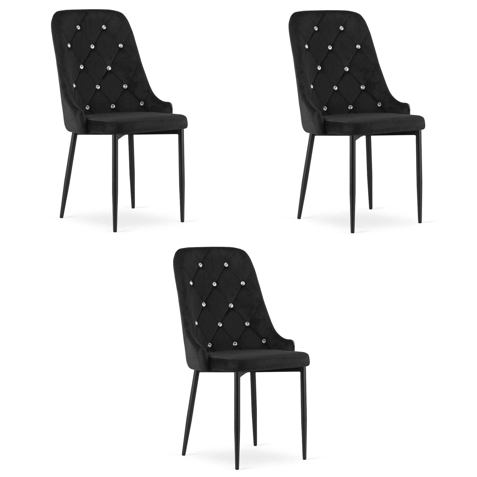 ESSZIMMERSTUHL 3-er Set REMI schwarzer Sitz - Schwarz, Textil (48/93/56cm) - Valora