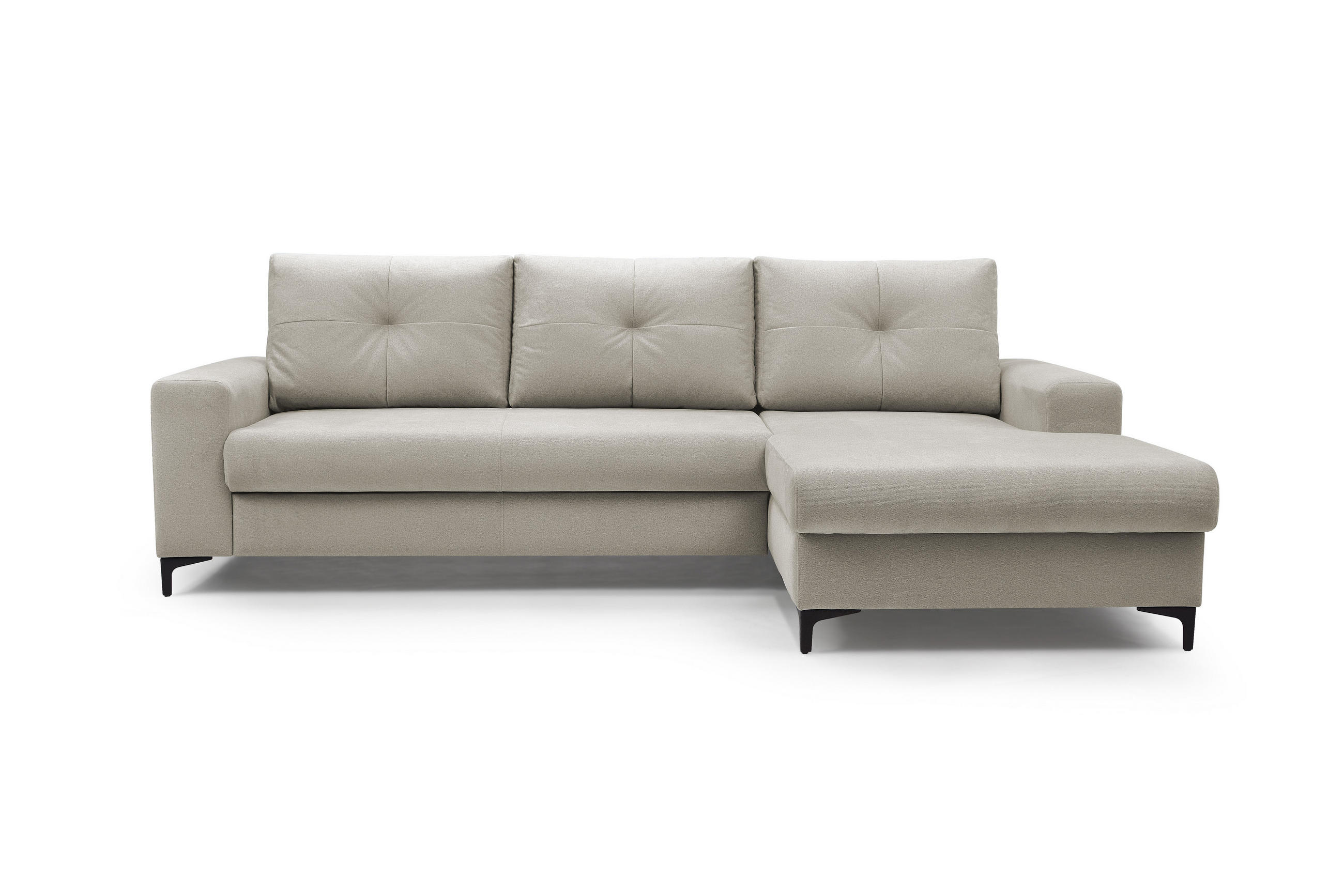 ECKSOFA AVRA L-förmig, mit Stauraumbehälter-in RINO-Stoff, Komfort & Eleganz, lose Rückenkissen, freistehend, RECHTS 251x165x85 cm White - Weiß, Holz/Textil (251/165cm) - DomoHome