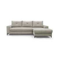 ECKSOFA AVRA L-förmig, mit Stauraumbehälter-in RINO-Stoff, Komfort & Eleganz, lose Rückenkissen, freistehend, RECHTS 251x165x85 cm White - Weiß, Holz/Textil (251/165cm) - DomoHome