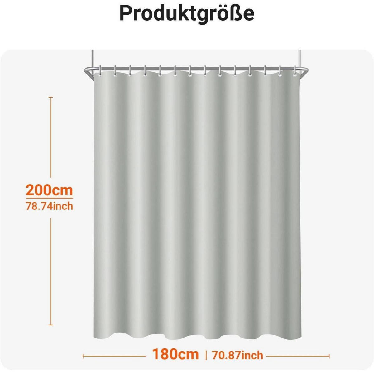 DUSCHVORHANG Grau 180 x 220 cm - Grau, Textil (180/220cm)