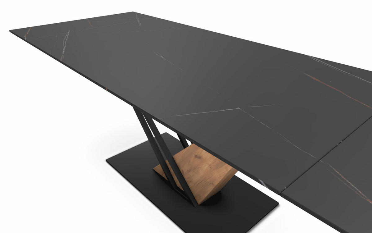 ESSTISCH Genesis Schwarz Marmor / Eiche Craft Gold / Schwarz 160-240 / 90 / 75cm - Schwarz, Holz/Keramik (90/160/75cm) - Feldmann-Wohnen