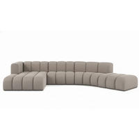 ECKSOFA L-Form GRAND Round, Stoff Salvador, Grau, Links - Grau, Holz (445/179cm) - Kaiser Möbel