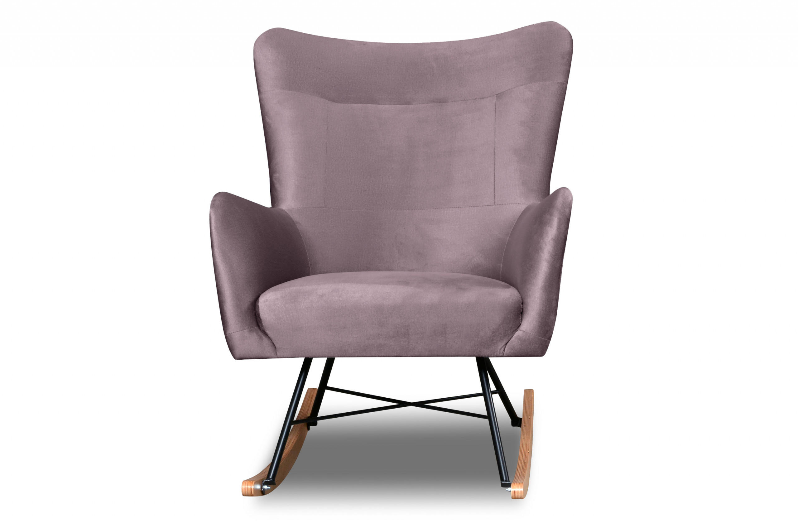 SCHAUKELSESSEL ADDUCTI pflegeleichter Veloursstoff, Rosé - Pink/Eichefarben, Holz/Textil (75/94/112cm) - KONSIMO®
