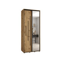 SCHWEBETÜRENSCHRANK 235,2/110/60 2-türig - Schwarz/Eiche Artisan, Holz/Metall (110/235/60cm) - Abiks Möbel