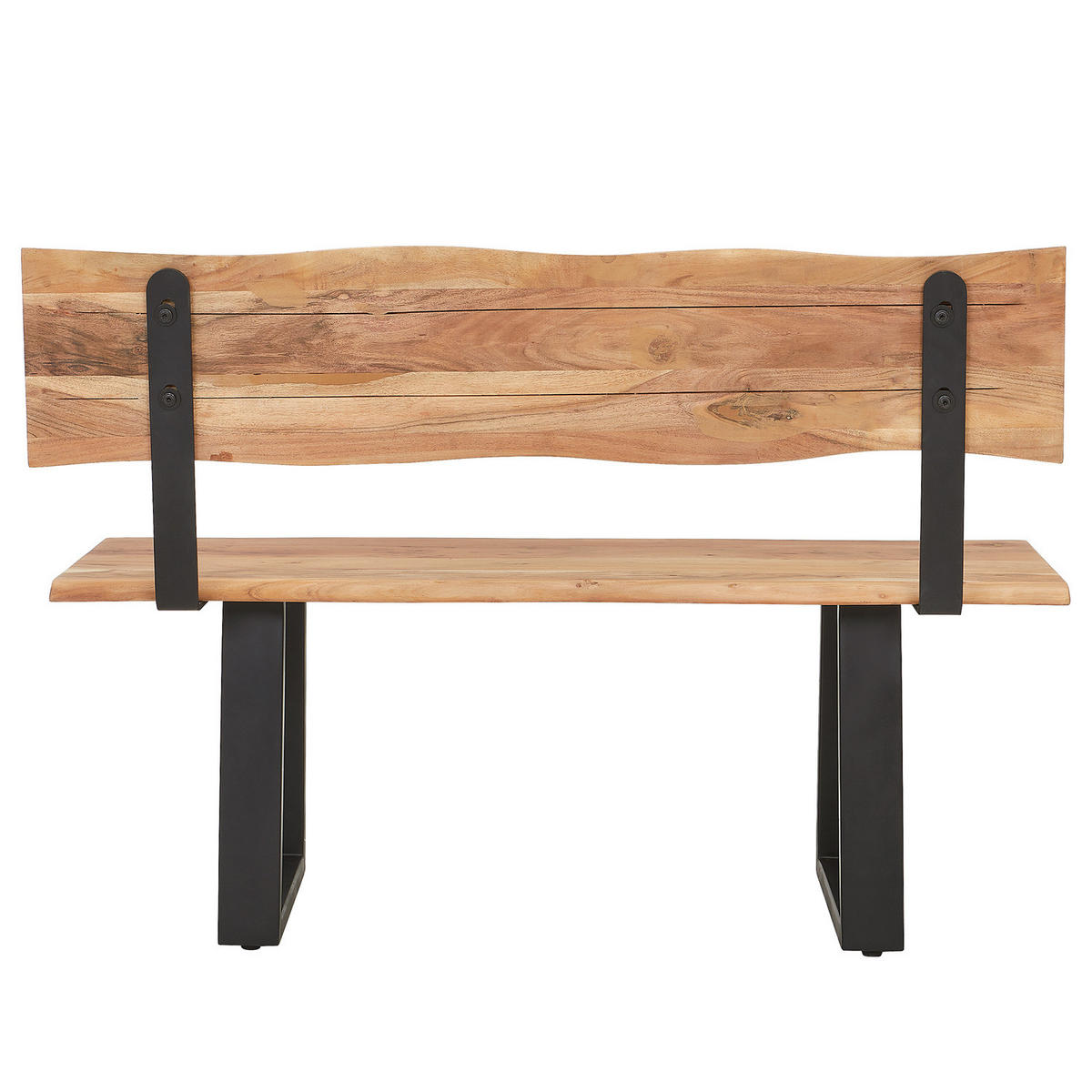 SITZBANK - Metall / Massivholz - Akazie Braun / Schwarz - Schwarz/Braun, Holz/Metall (180/85/50cm) - home24