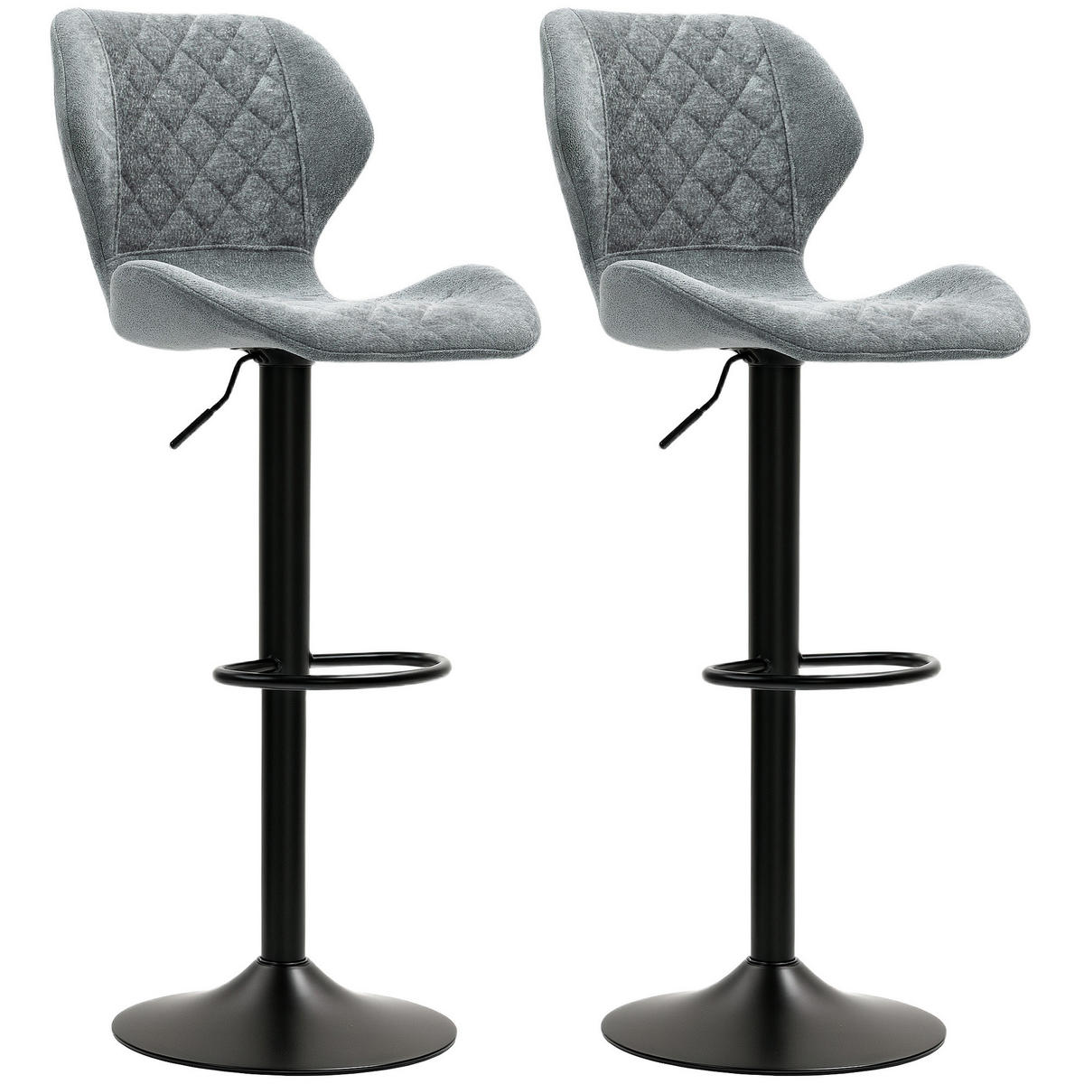 BARHOCKER 2er Set, Höhenverstellbar, Dunkelgrau - Dunkelgrau, Kunststoff (51.5/112/48cm) - HOMCOM