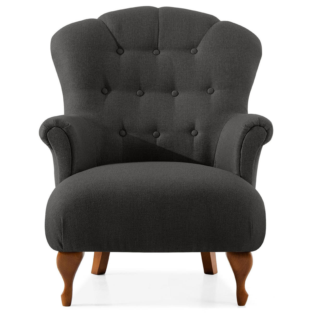 SESSEL MIT FUẞSTÜTZE TOMIS, Anthrazit - Anthrazit/Braun, Eichenholz/Holz (76/101/83cm) - KONSIMO®