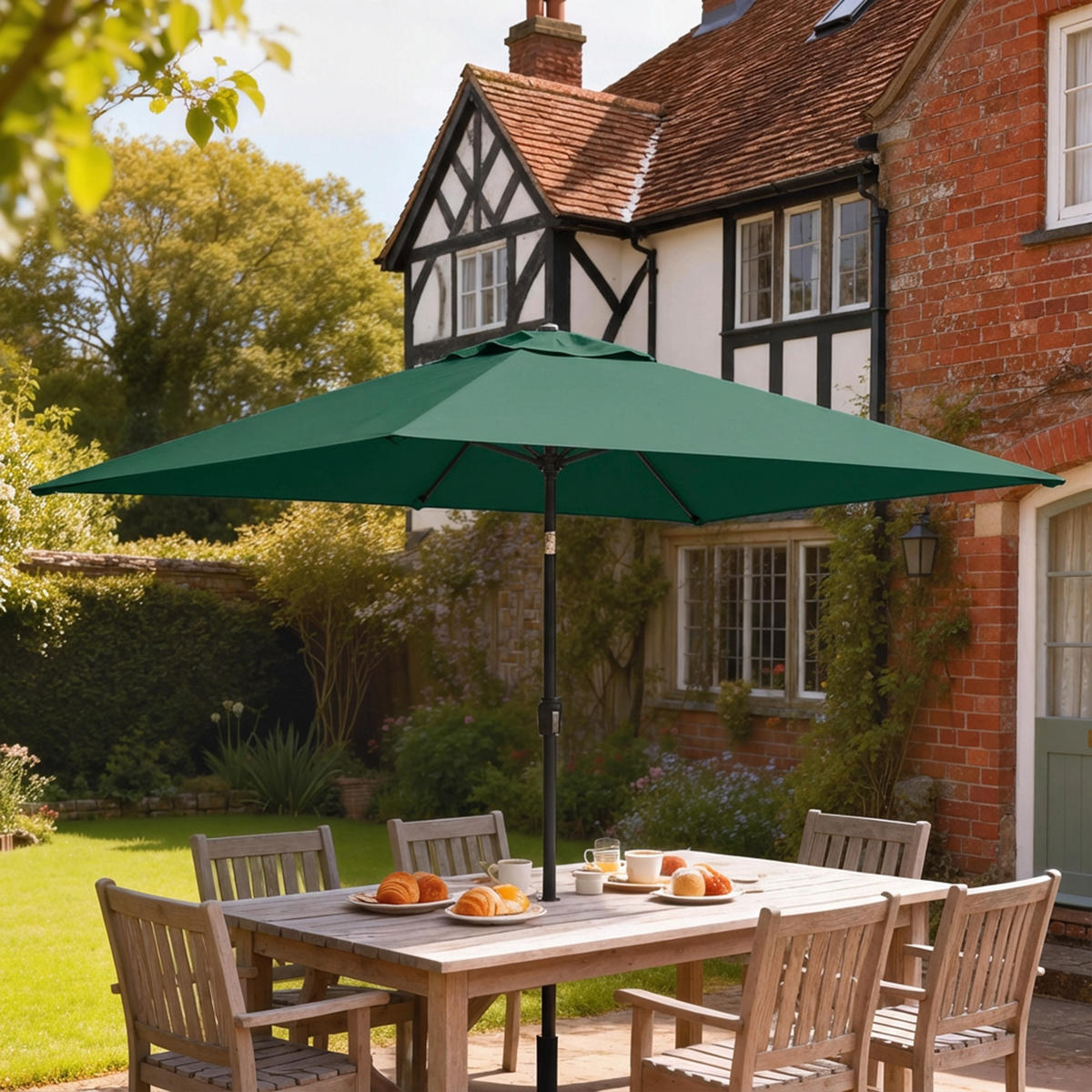 SONNENSCHIRM Polyester Metall Grün - Grün, Textil (200/300cm) - Outsunny