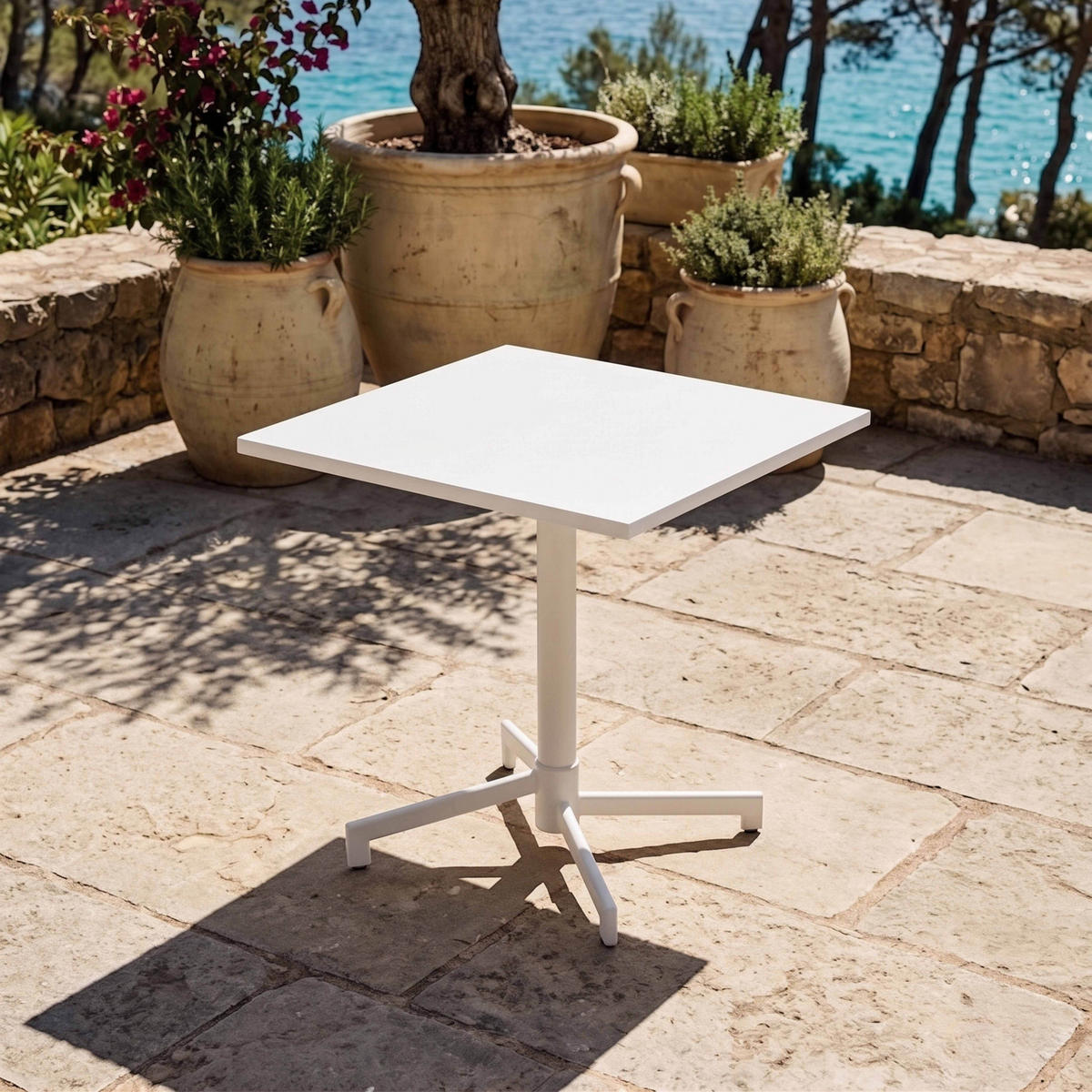 BISTROTISCH, Weiß - Weiß, Metall (70/70/72cm) - Oviala