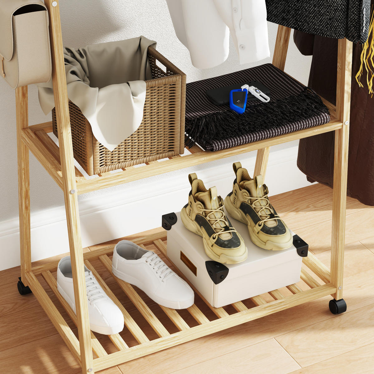 KLEIDERSTÄNDER aus Bambus 84,5/43,5/158 cm - Naturfarben, Holz (84.5/158/43.5cm)