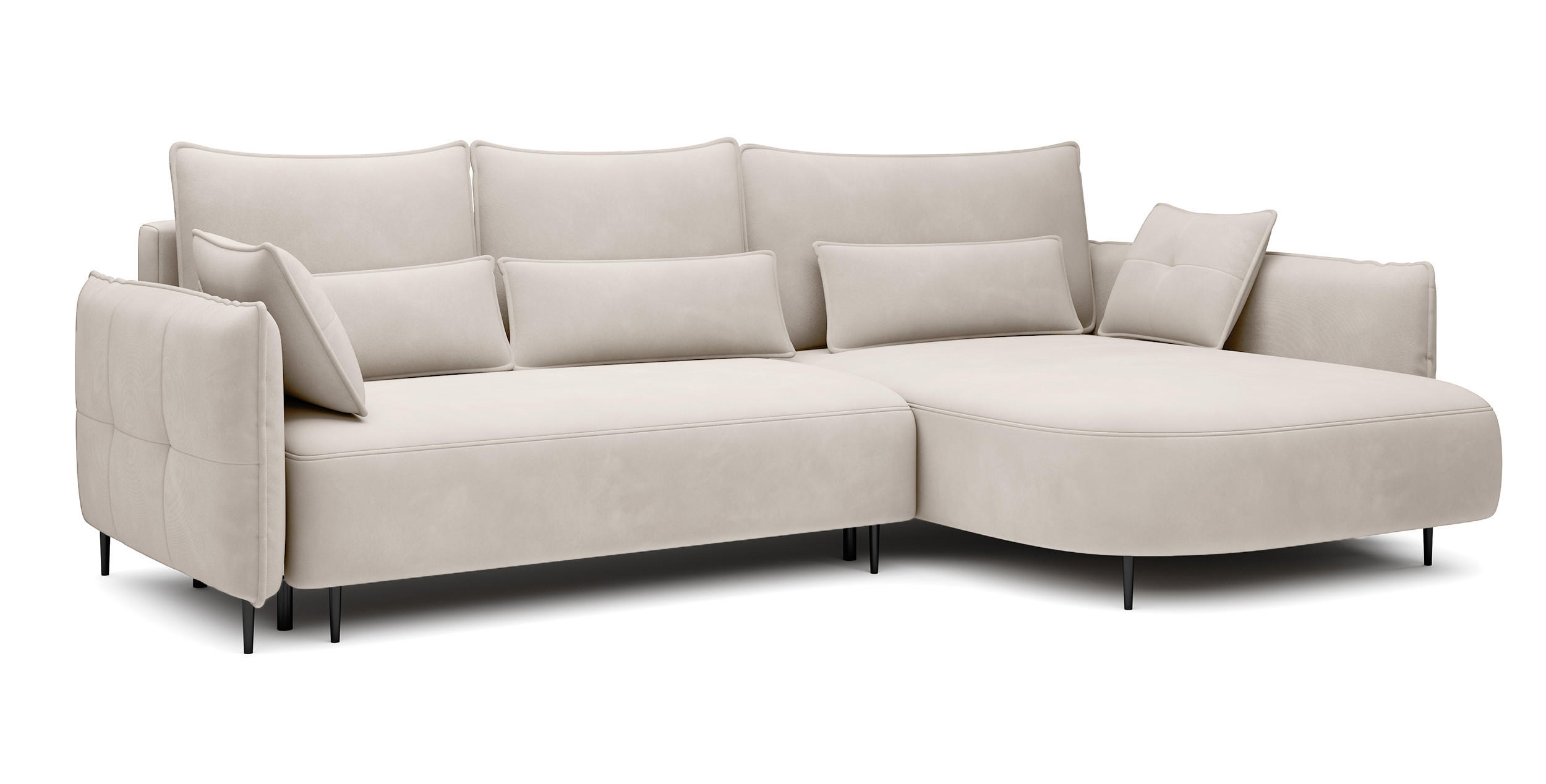 ECKSOFA Oblivio Cremeweiß Velours - Creme/Schwarz, Textil/Metall (285/200cm) - Selsey
