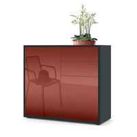 KOMMODE Ben Front in Bordeaux Hochglanz - Bordeaux, Holzwerkstoff (79/74/36cm) - Vladon