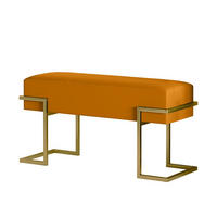POLSTERBANK CELY 80 cm, Honig, Goldrahmen - Goldfarben/Honig, Textil/Metall (80/42/34cm) - Bettso