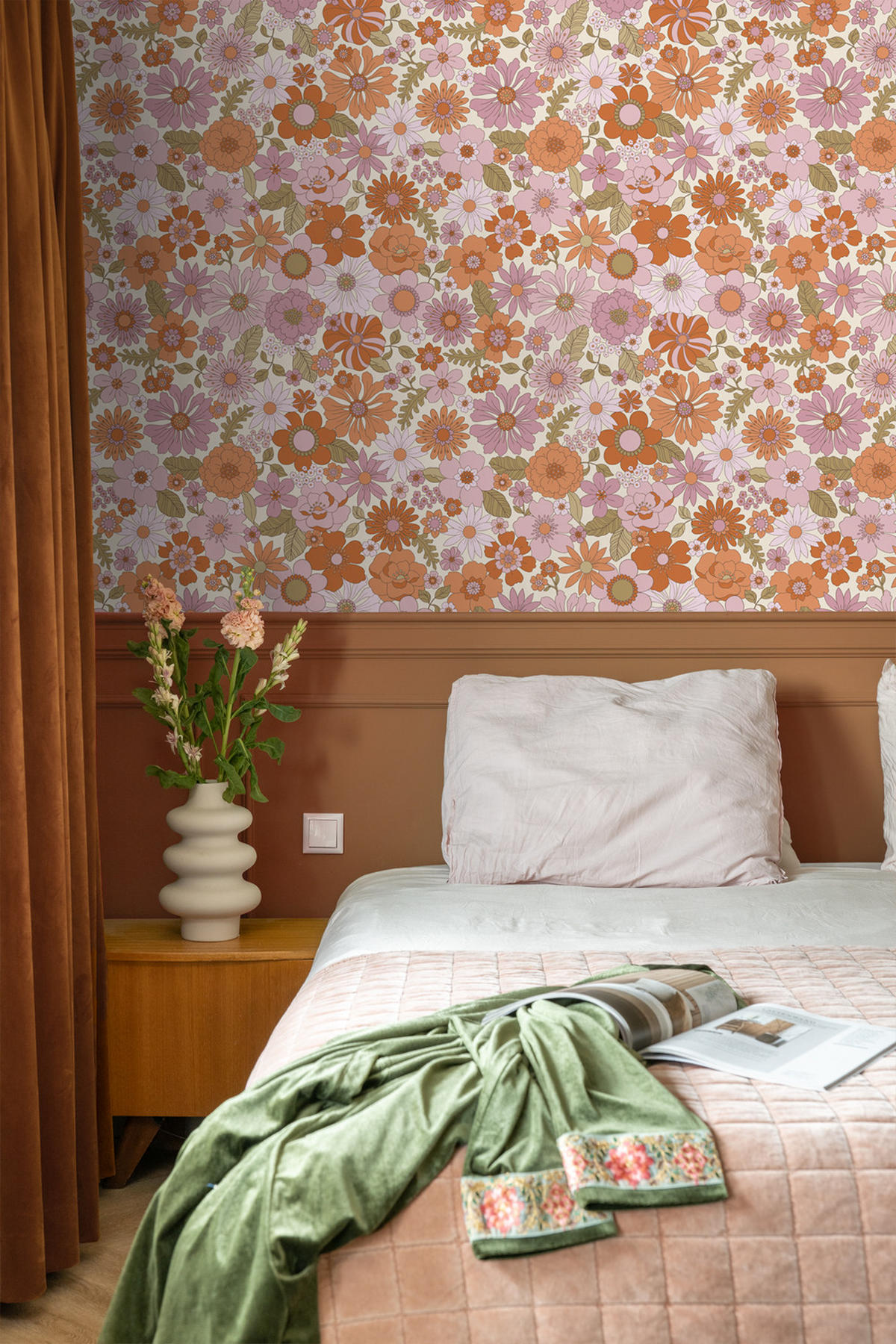 TAPETE Retro Blumen 53 cm x 10.05 m - Lila, Papier (53/1000cm) - ESTAhome