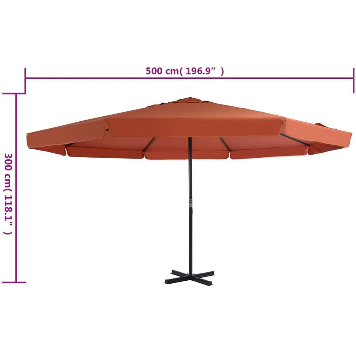 SONNENSCHIRM Aluminium-Mast 500 Cm Terrakotta-Rot - Braun, Textil (500/500cm) - vidaXL