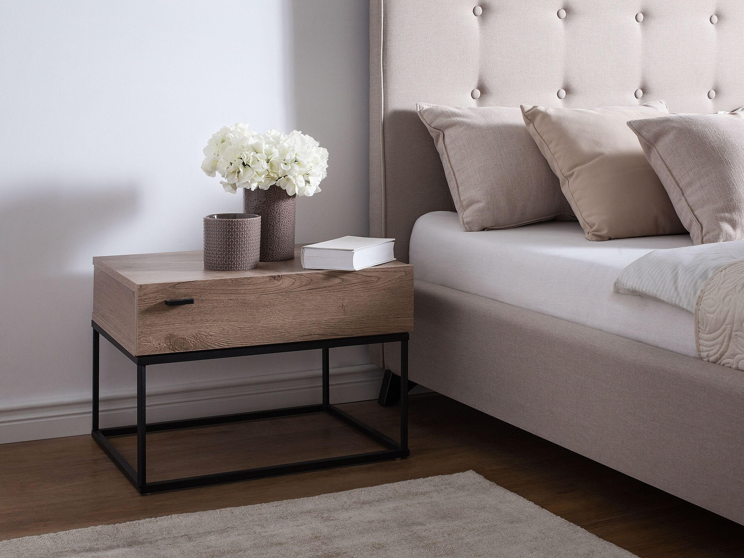 NACHTTISCH dunkler Holzfarbton rechteckig 41/55 cm Cairo - Dunkelbraun, Holzwerkstoff (55/39/41cm) - Beliani