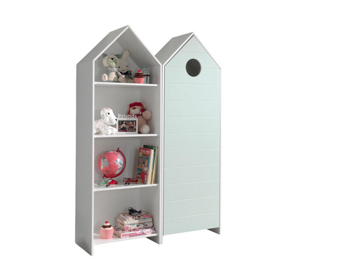 REGALSCHRANK Set Kania MDF+Holzwerkstoff Weiß /Mint - Weiß/Grün, Holzwerkstoff (115/171/37cm) - 58aufmkessel