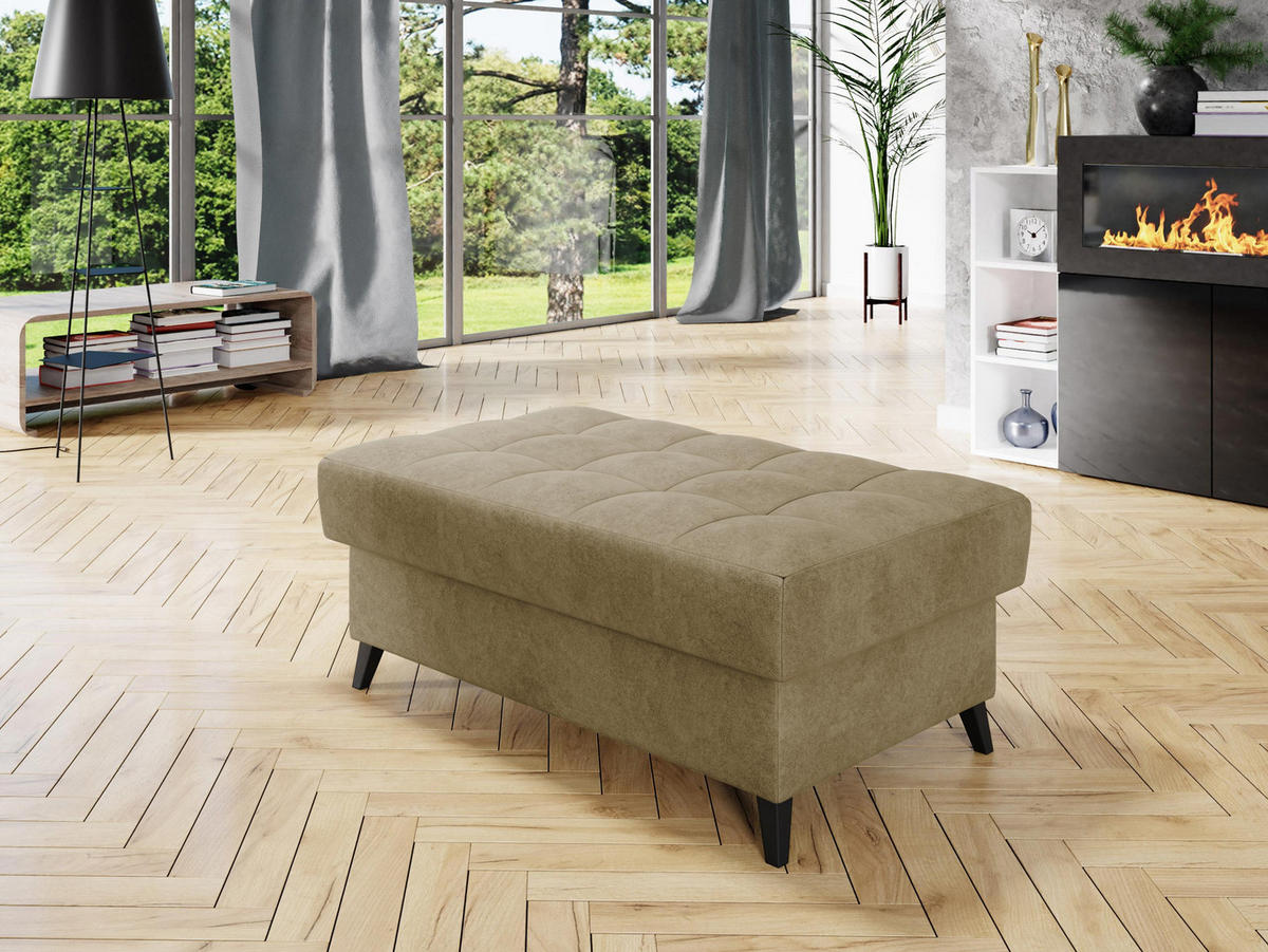 POLSTERHOCKER Nord - Schwarz/Naturfarben, Holz/Textil (106/44/67cm) - MIRJAN24