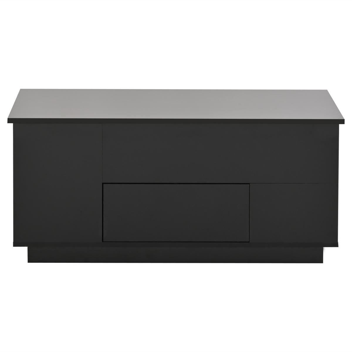 COUCHTISCH 3-tlg 100x50x45cm -höhenverstellbar mit LED und 2 Hockern - Schwarz, Holz (62.76/50.8/20.32cm) - Raelunyi