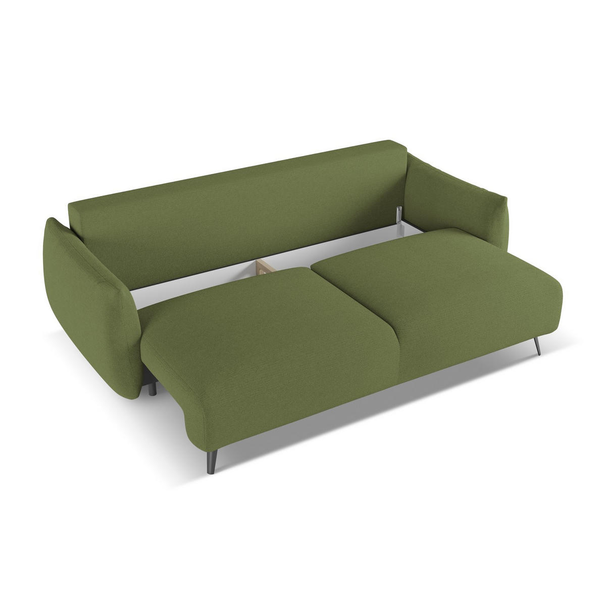 3-SITZER SOFA mit Schlaffunktion Chenille Stoff Grün - Dunkelgrün/Schwarz, Textil/Metall (230/86/105cm) - LaMiaSofa