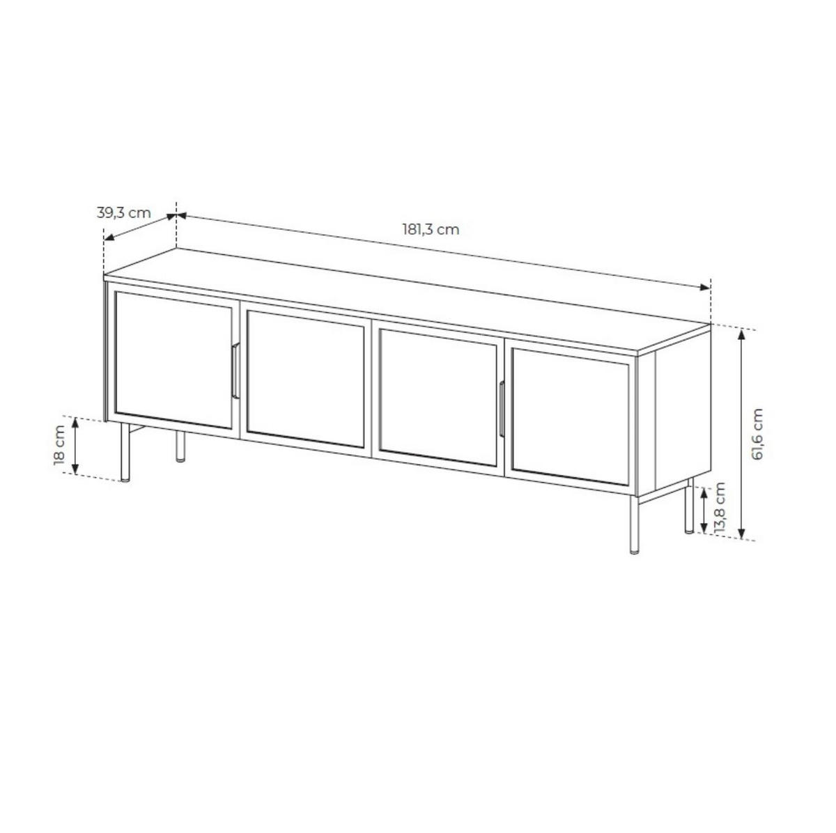 TV-SCHRANK Ilumi Kaschmir, Viertürig mit LED - Kaschmir, Holzwerkstoff (181/62/39cm) - Bettso