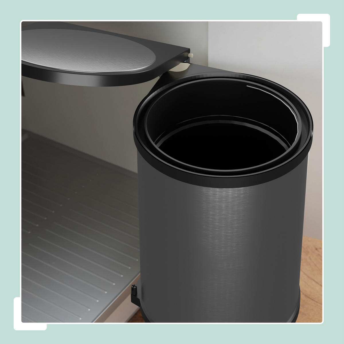 EINBAUMÜLLEIMER - Silberfarben, Kunststoff/Metall (28/37/28.5cm) - Relaxdays