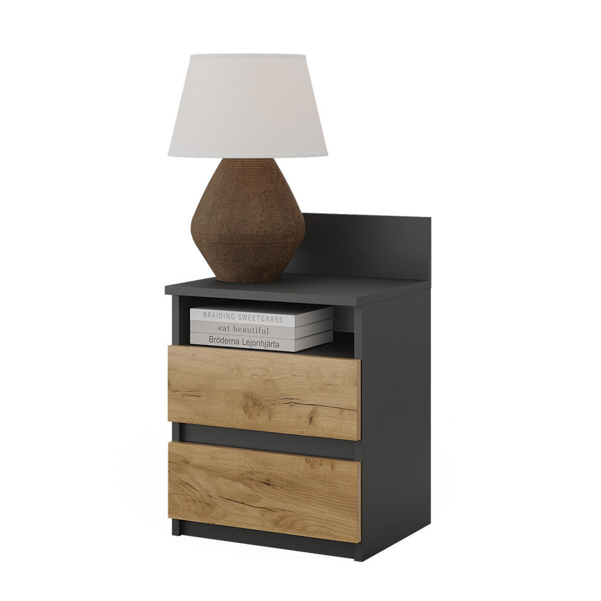 NACHTTISCH Monty Anthrazit 39.6 x 59.1 cm - Honigeiche/Anthrazit, Holzwerkstoff (32.3/59.1/39.6cm) - Vicco