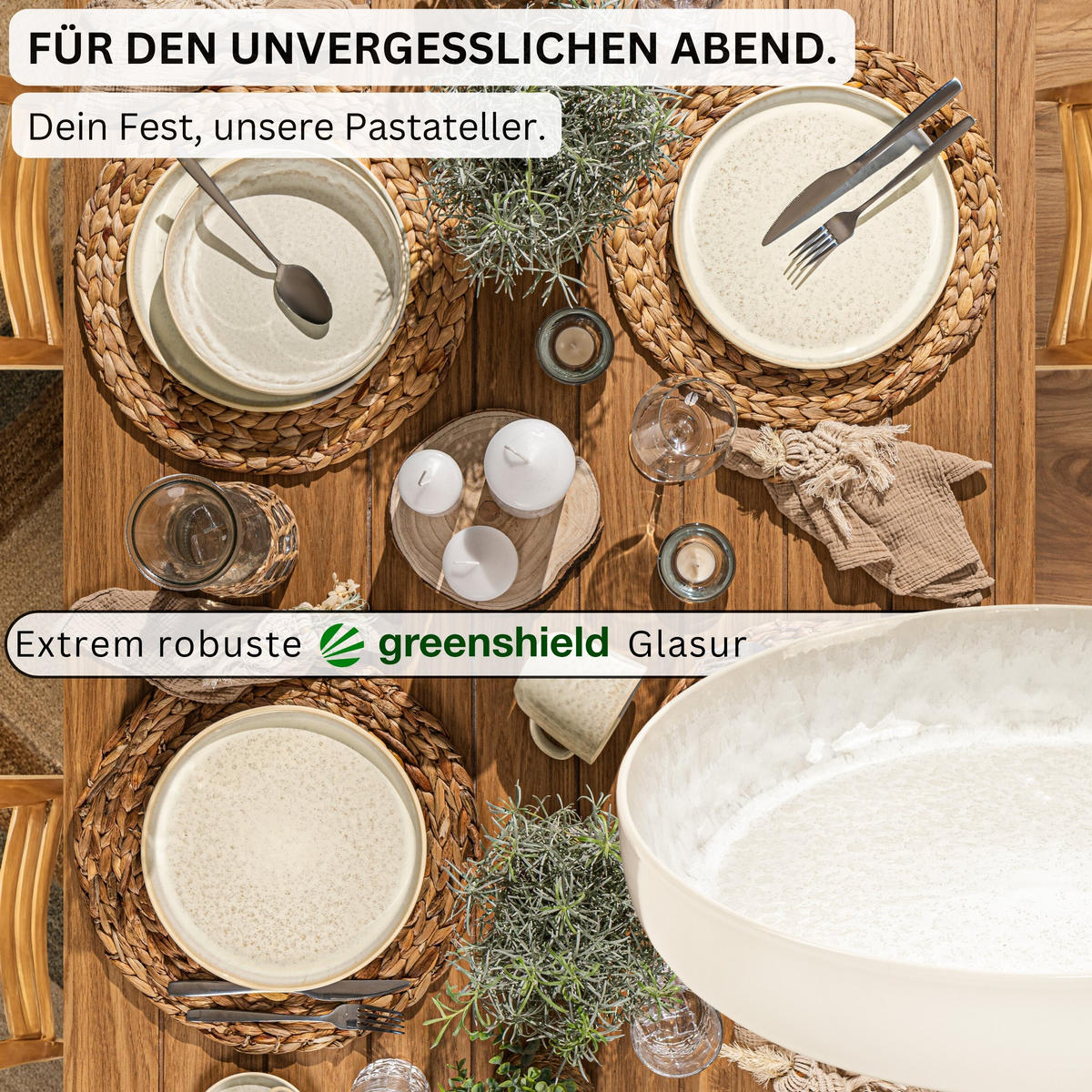 PASTASCHALEN SET KEY WEST - 6 teilig aus Steingut - Creme, Stein (22.2cm) - Sänger