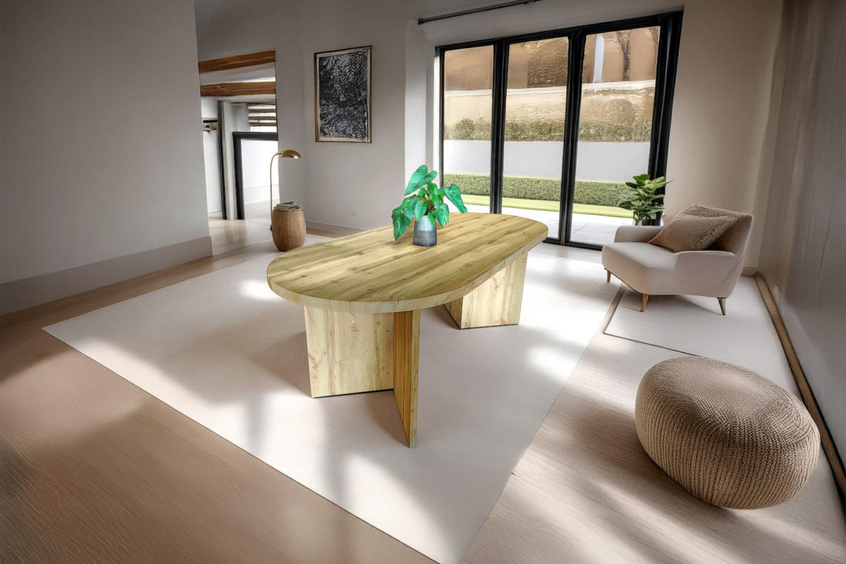 ESSTISCH OVI - Eichefarben/Beige, Holz (90/160/75cm) - SAM