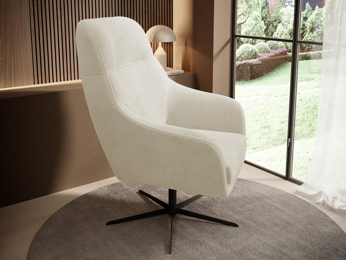 RELAXSESSEL Collection Drehstuhl CUBO – komfortabel, drehbar, modernes Design, 76x97x76 cm, Farbe - Beige/Schwarz, Holz/Textil (76/97/76cm) - DomoHome