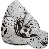 SITZSACK PEARSHAPE MIT FUßSTÜTZE Velvet 2-tlg I love football M - Weiß, Textil (70/120/70cm) - Dreamroots