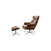 RELAXSESSELSET TOSAR Braun Leder - Silberfarben/Braun, Leder/Metall (83/110/89cm) - KAWOLA