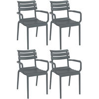 GARTENSTUHL Lars 4er Set 58x59x85cm Kunststoff Dunkelgrau Stapelstuhl - Dunkelgrau, Kunststoff (58/85/59cm) - DELUKE