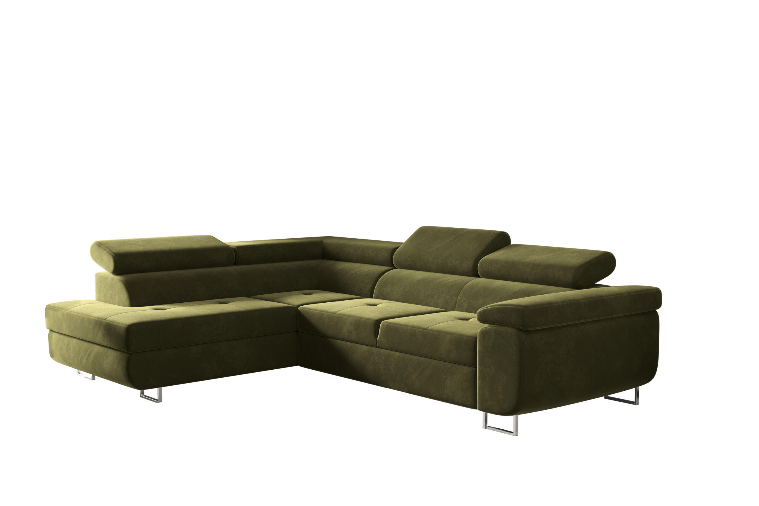ECKSOFA mit Schlaffunktion und Bettkasten ATOM Olive Links - Olivgrün, Holz/Textil (202/275cm) - Kaiser Möbel