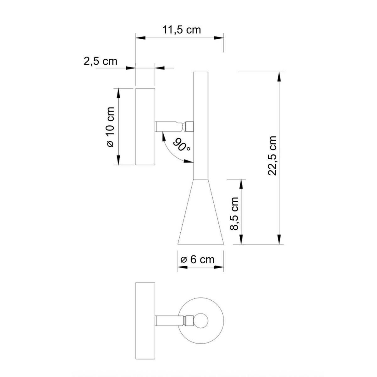 WANDLEUCHTE Holen, Schwarz und gold, 22.5cm - Goldfarben, Metall (11/22.5/11cm) - KOSILUM