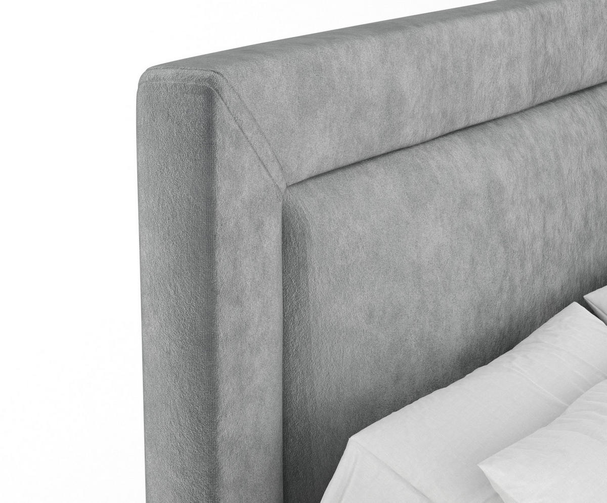 BOXSPRINGBETT Laguno Grau 180/200 cm mit Latex-Topper - Silberfarben/Grau, Holz/Holzwerkstoff (180/200cm) - Maison de Reve