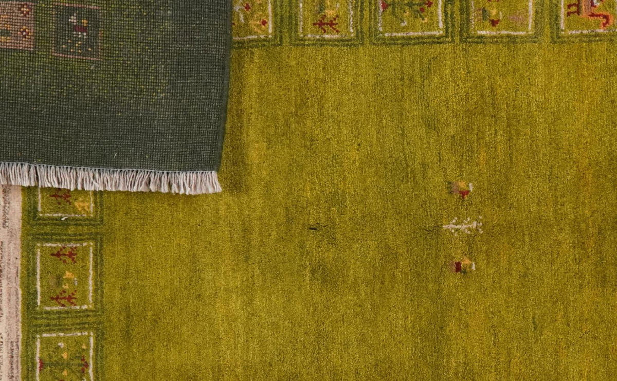TEPPICH Rizbaf Grün 200/151 cm Schurwolle - Grün, Textil (151/200cm) - Looma
