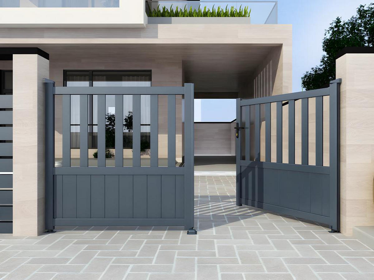GARTENTOR Flügeltor - 104 x 148 cm - Aluminium - Anthrazit - TARNOS II - Anthrazit, Metall (99.25/140cm) - Vente-Unique