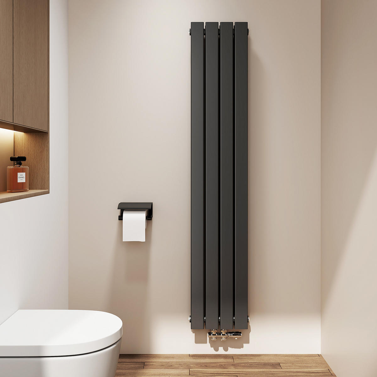 HEIZKÖRPER Flachheizkörper Schwarz 160/30/6,3 cm - Anthrazit, Metall (30/160/6.3cm) - EMKE