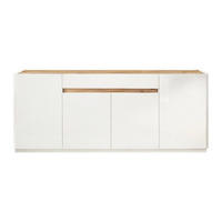 SIDEBOARD - 205 cm x 40 cm - Holz, Platte - Naturfarben Hell, Weiß - EMORA - Naturfarben/Weiß, Holz (205/87/40cm) - Vente-Unique