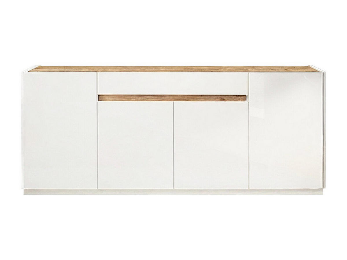 SIDEBOARD mit 4 Türen & 1 Schublade - Weiß & Holzfarben - EMORA - Naturfarben, Holz (205/87/40cm) - Vente-Unique