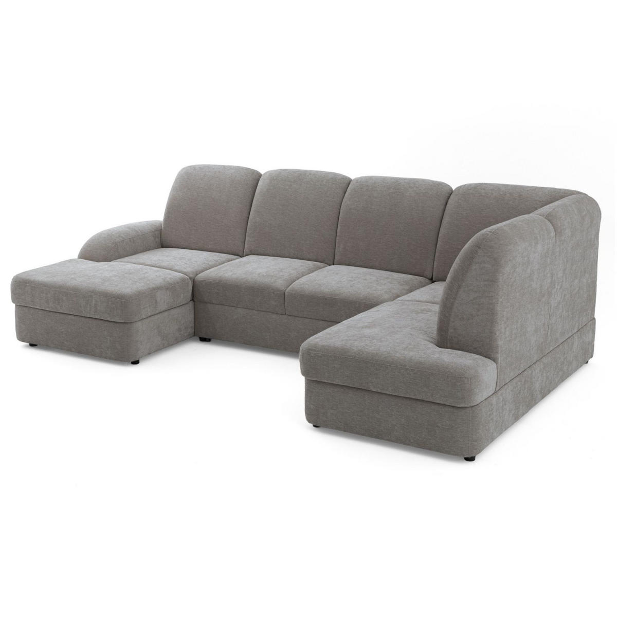 ECKSOFA VIBE U Rechts mit Schlaffunktion 129x263 Chenille Grau - Schwarz/Grau, Holz/Kunststoff (186/102/280cm) - Muffo