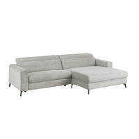 ECKSOFA LAISKA Hellgrau Cord - Hellgrau/Schwarz, Textil/Metall (282/177cm) - KAWOLA