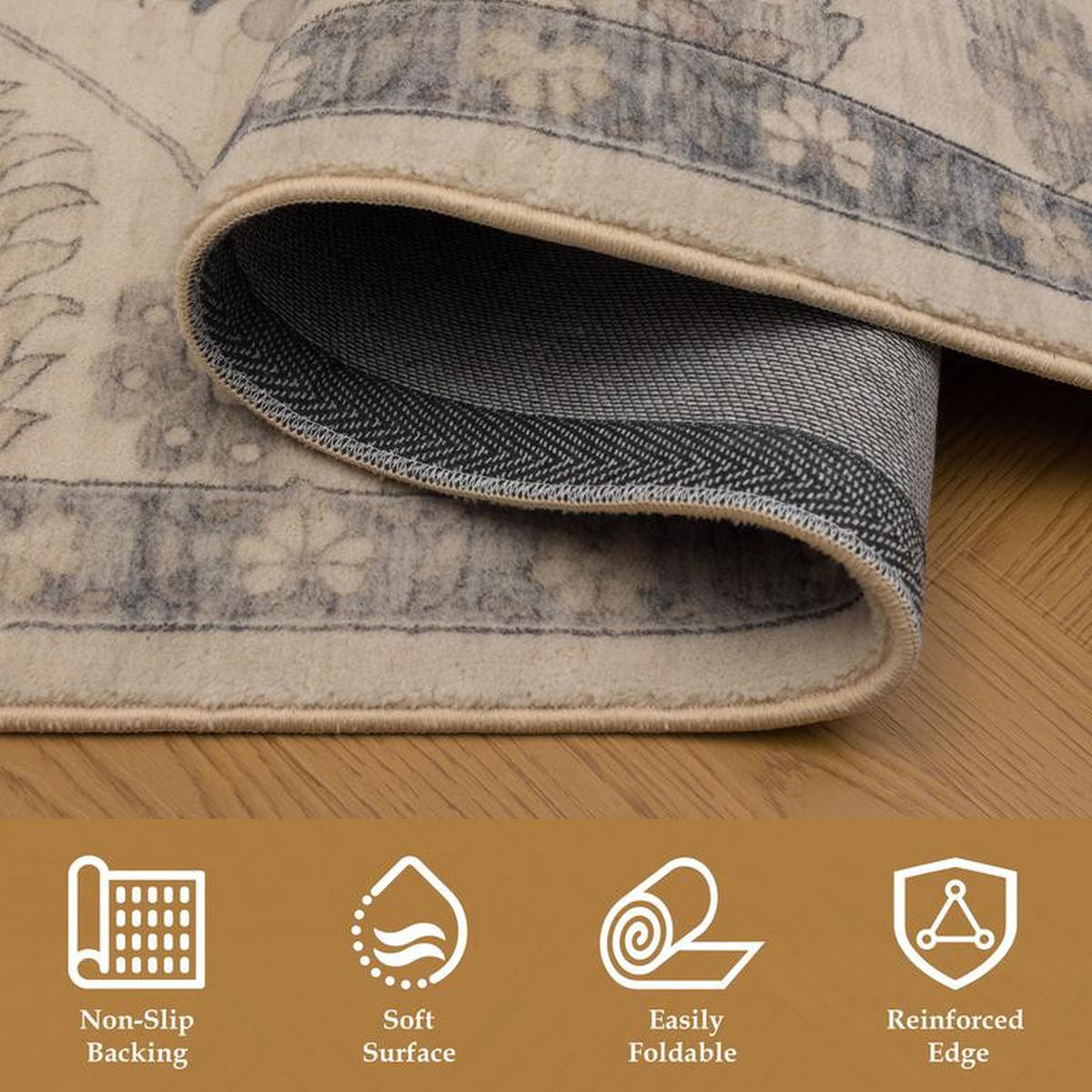 VINTAGE-TEPPICH Mastic Beige/Blau 200x290 cm - Multicolor, Textil (200/290cm) - Vercai Rugs