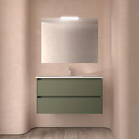 BADEZIMMERMÖBEL NOJA 1000 2 Schubladen GREEN SATIN + Waschtisch + Spiegel - Schwarz, Metall (45/54/100cm) - Salgar