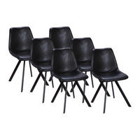 STUHL 6er-Set - Kunstleder - Schwarz - LUBINE - Schwarz, Leder (59.5/83.5/44cm) - Vente-Unique