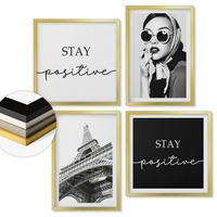 WANDBILDER 4er Set - 50x50 cm & 40x60 cm Goldrahmen - Porträts, Eiffelturm-Slogans - Goldfarben, Kunststoff (50/50cm) - ArtPrintCave