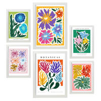 POSTER Set Mit 6 Feder Blatt Zusammenfassung A3 & A4 Weißer Rahmen - Weiß, Papier (29/3cm) - Nacnic