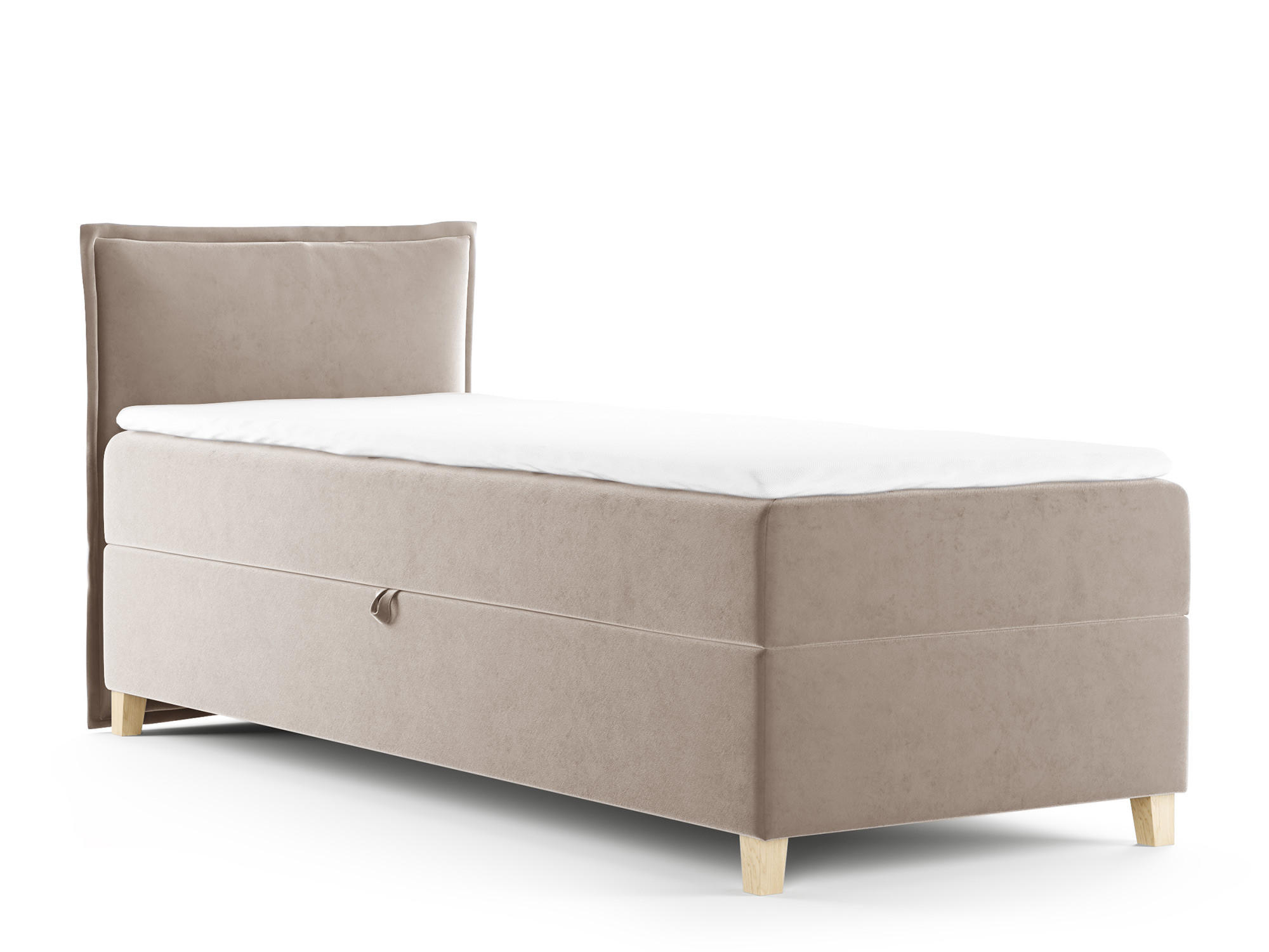 BOXBETT Fren Mini - 90x200 - beige (Paros 02, Velvet) - Beige, Holz/Holzwerkstoff (90/200cm) - Sofnet