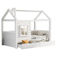 KINDERBETT 90/200 cm mit Rausfallschutz, Fensterdesign, Lattenrost und 2 Bettkästen, Weiß - Weiß, Holzwerkstoff (90/200cm) - Redom